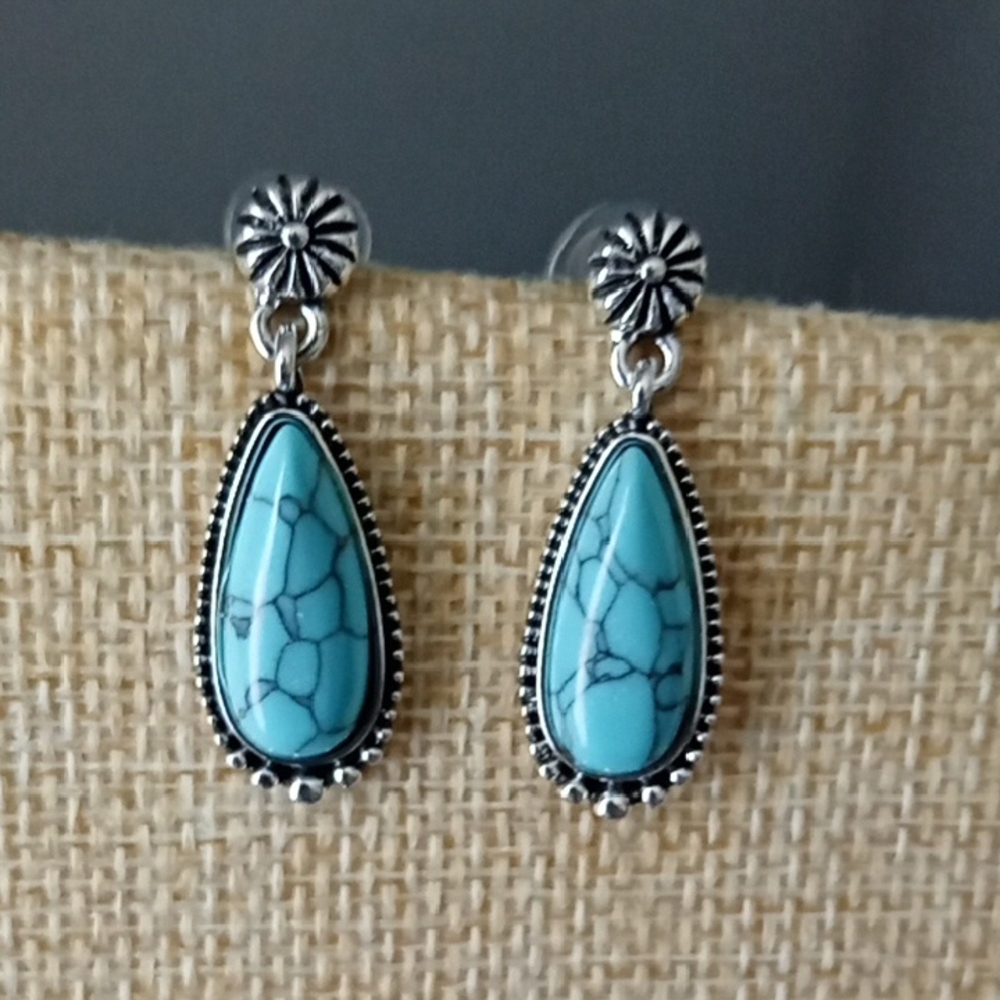 Elegant Silver and Turquoise Earrings
